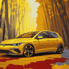 Yellow Golf 8 VW Car Diamond Painting