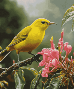 Yellow Hawaiian Honeycreeper Birds Diamond Painting