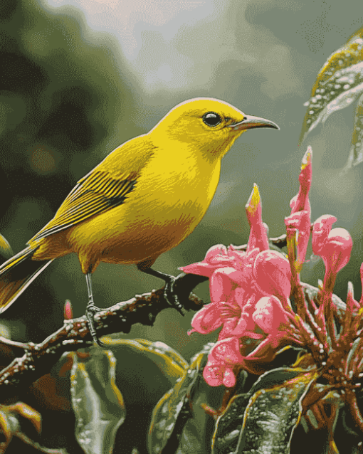 Yellow Hawaiian Honeycreeper Birds Diamond Painting