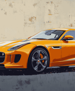 Yellow Jaguar F Type Diamond Painting