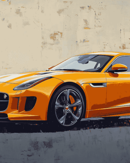 Yellow Jaguar F Type Diamond Painting