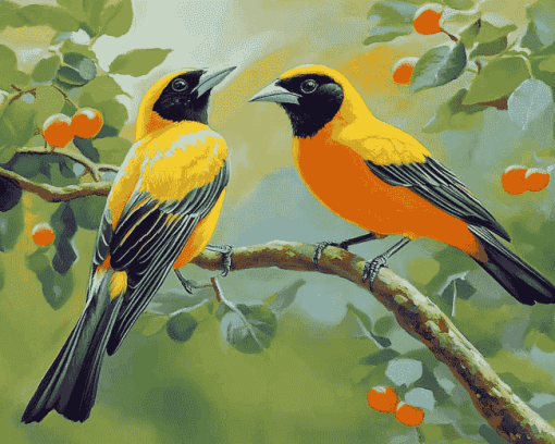 Yellow Old World Orioles Diamond Painting