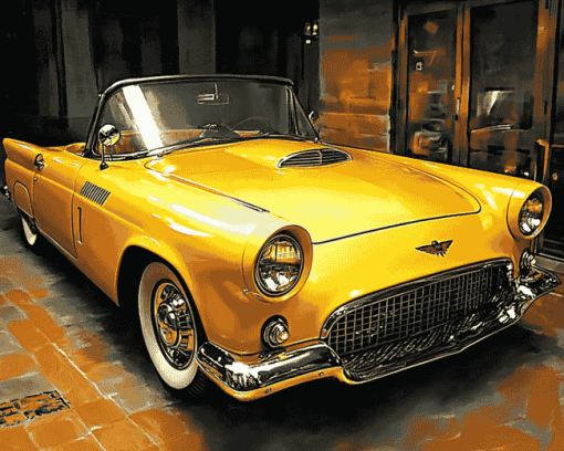 Yellow Thunderbird Car Diamond Painting