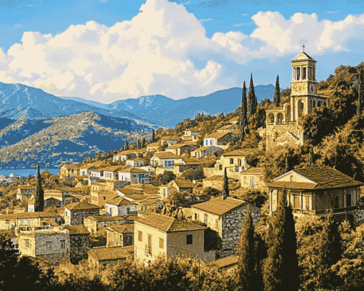 Zagoridiamond Greece Cityscape Diamond Painting