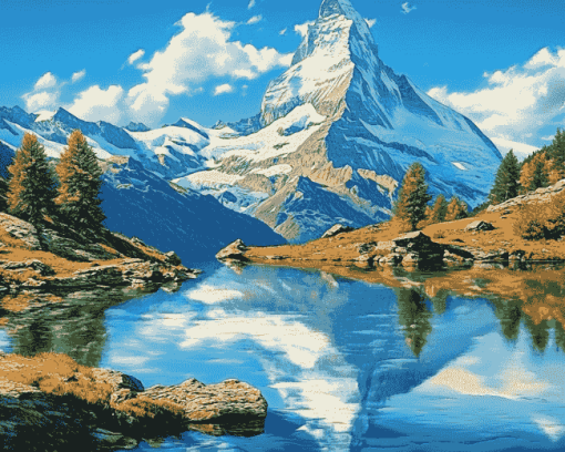 Zermatt Mountain View Diamond Painting