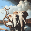 Abstract Swans and Elephants Diamond Painting