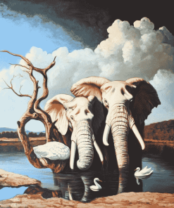 Abstract Swans and Elephants Diamond Painting