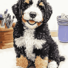 Adorable Bernedoodle Pup Diamond Painting