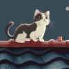 Aesthetic Cat on Roof Diamond Painting