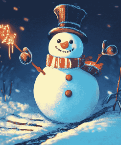 Aesthetic Frosty Snowman Animation Diamond Painting