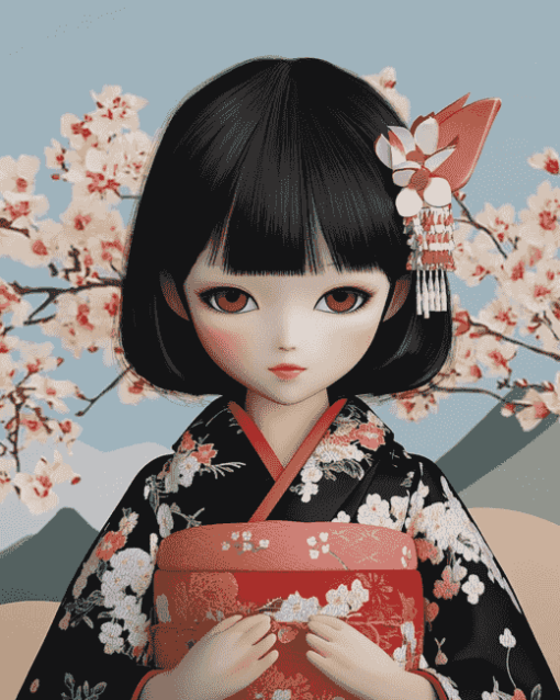 Aesthetic Japanese Doll Diamond Painting