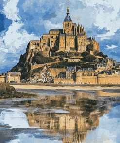 Aesthetic Mont St Michel Landscape Diamond Painting