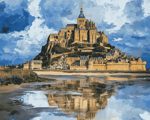 Aesthetic Mont St Michel Landscape Diamond Painting