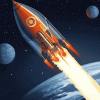 Aesthetic Space Rocket Animation Diamond Painting