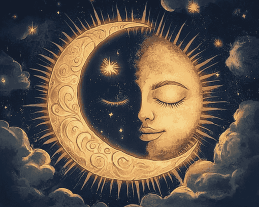 Aesthetic Sun and Moon Diamond Painting