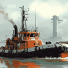 Aesthetic Tug Boat Diamond Painting