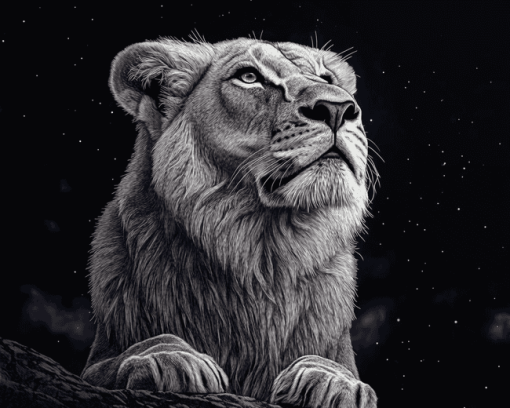 Aesthetic White Lion Diamond Painting