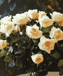 Aesthetic White Roses Diamond Painting