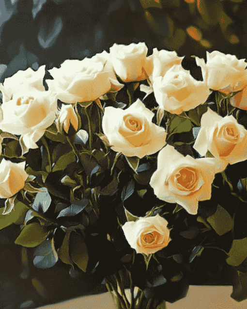 Aesthetic White Roses Diamond Painting