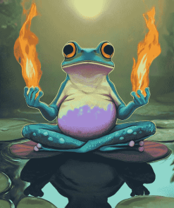 Aesthetic Zen Frog Meditation Diamond Painting