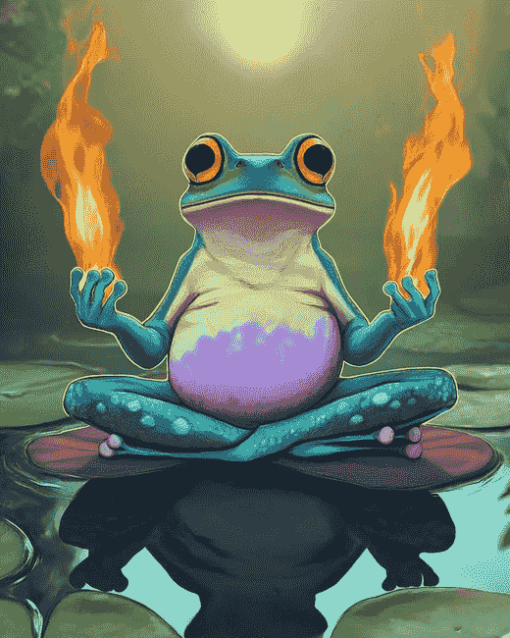 Aesthetic Zen Frog Meditation Diamond Painting