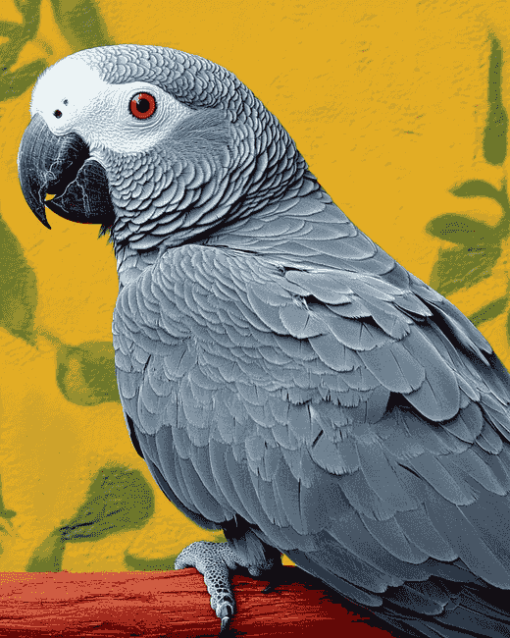 African Grey Bird Diamond Painting