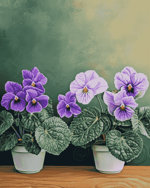 African Violet Blossoms Diamond Painting