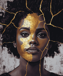 Afro Kintsugi Woman Diamond Painting