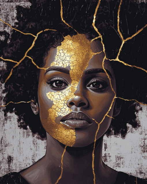 Afro Kintsugi Woman Diamond Painting