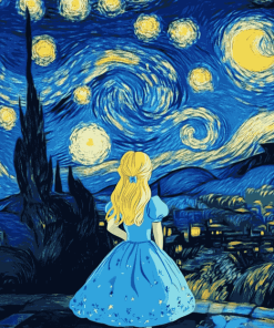 Alice in Wonderland Starry Night Diamond Painting