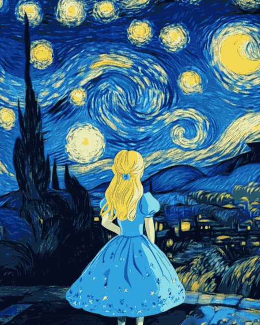 Alice in Wonderland Starry Night Diamond Painting