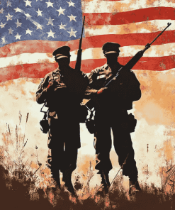 American Flag Military Silhouettes Diamond Painting