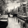 Amsterdam Black And White Barges Diamond Painting