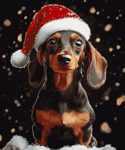 Animated Christmas Dachshund Diamond Painting