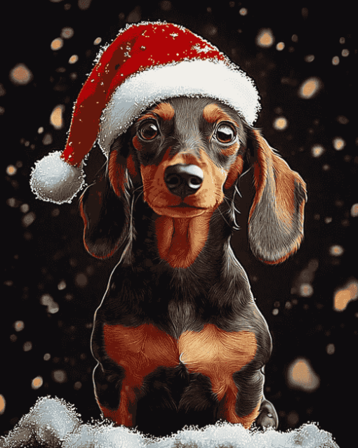 Animated Christmas Dachshund Diamond Painting