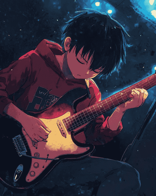 Anime Boys with Electric Guitars Diamond Painting