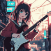 Anime Musician with Electric Guitar Diamond Painting