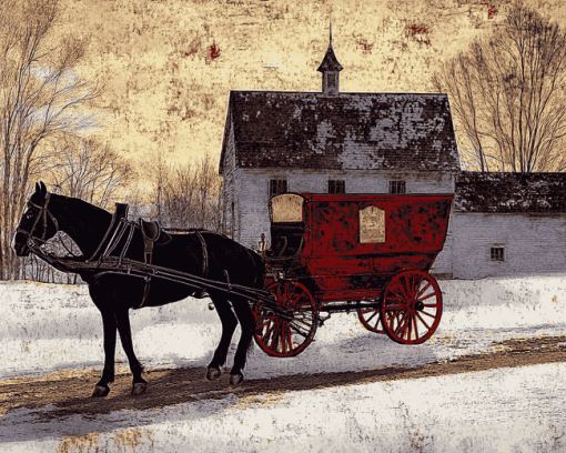 Antique Horse Carriages Diamond Painting