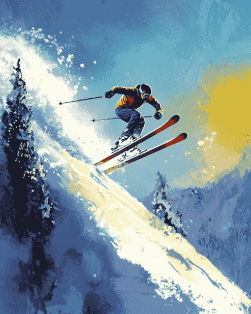 Artistic Ski Jump Animation Diamond Painting