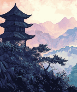 Asian Mountainscape Diamond Painting