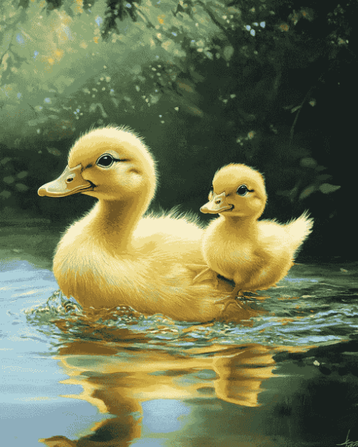 Baby Duckling Water Scene Diamond Painting