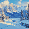 Banff Snow Landscape Diamond Painting