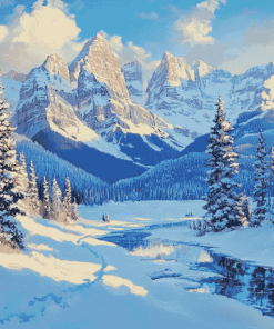 Banff Snow Landscape Diamond Painting