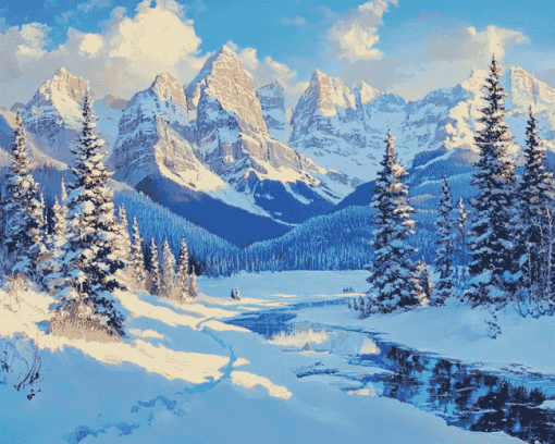 Banff Snow Landscape Diamond Painting