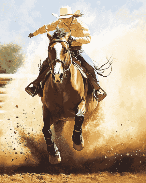 Barrel Racing Horse Diamond Painting