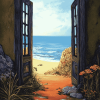 Beach Door Landscape Diamond Painting