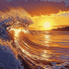 Beach Sunset Waves Diamond Painting