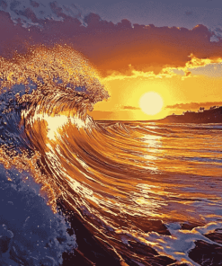 Beach Sunset Waves Diamond Painting