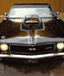 Black 1969 Oldsmobile Engine Diamond Painting