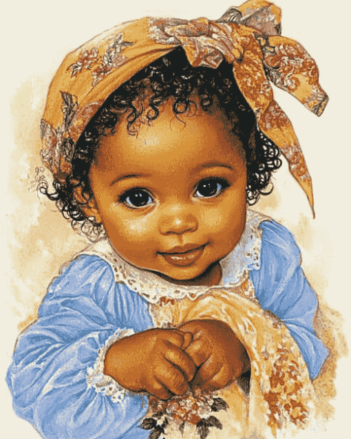 Black Baby Girl Animation Diamond Painting